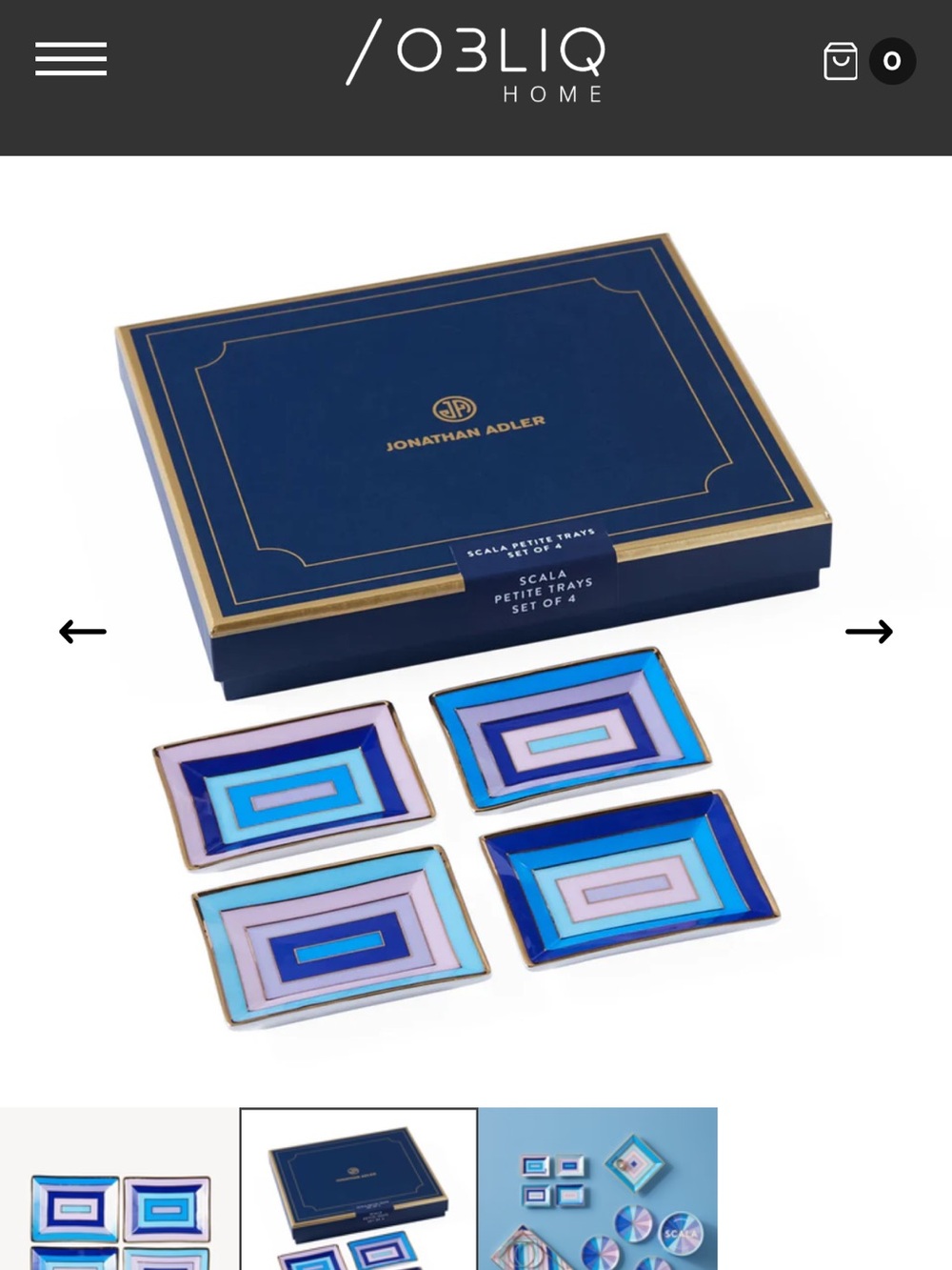 Jonathan Adler Blue and Pink Geometric Enamel Jewelry Trays (Set of 4)